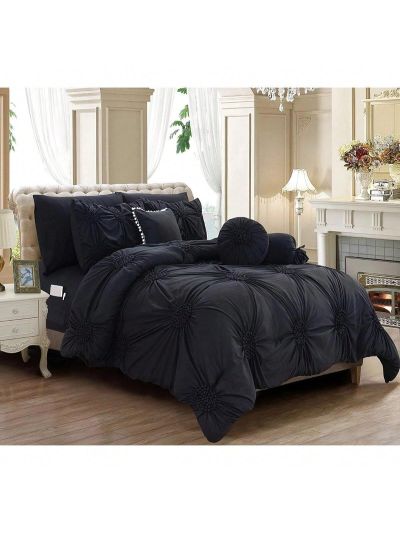 10-PIECE Bed-in-a-Bag Sunflower Comforter Set King/Cal King Black