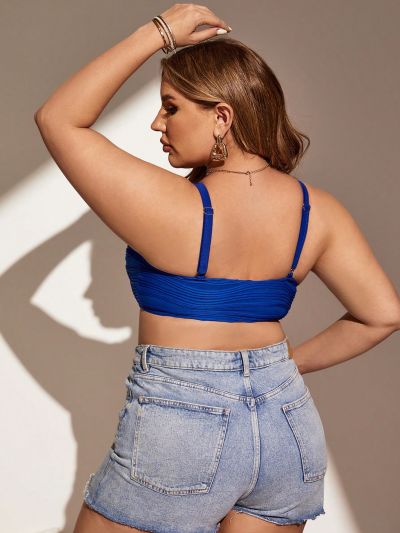 SHEIN Swim Basics Plus Size Women'S Bandeau Bikini Top