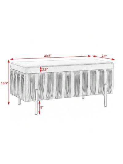 Storage Ottoman,Elegant Upholstered Velvet Storage Bench with Cedar Wood Veneer, Large Storage Ottoman with Electroplate Iron Legs for Hallway Living Room Bedroom, Beige