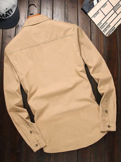 Men Flap Pocket Button Front Denim Shirt Without Tee