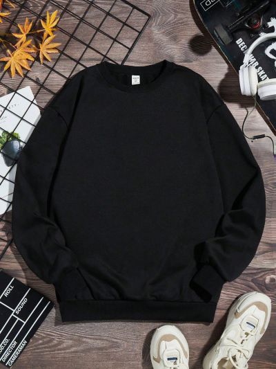 Teen Boys' Basketball Letter Print Round Neck Fleece Sweatshirt