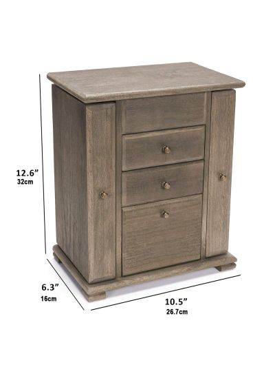 Jewelry Box for Women, Rustic Wooden Jewelry Boxes & Organizers with Mirror, 4 Layer Jewelry Organizer Box Display for Rings Earrings Necklaces Bracelets