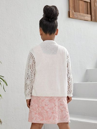 Tween Girls' Hollow Out Button Up Cardigan