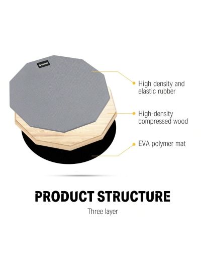 Donner Drum Practice Pad for Beginner Drummer Kids Practicing 12 Inches Silent Drum Pad Set Home Use Gray 2-Sided With Drum Sticks