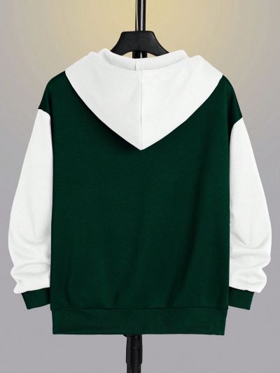 Men's Plus Size Color Contrast Zip Front Hoodie