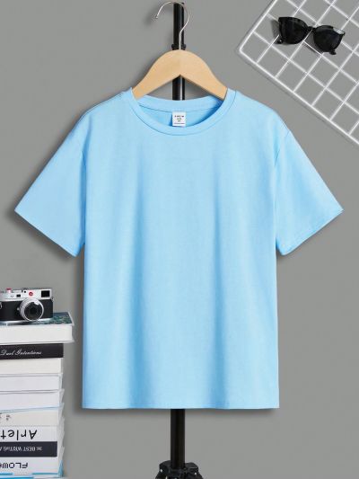 SHEIN Kids HYPEME Tween Boys' Casual & Comfortable Bear Slogan Print Round Neck T-Shirt