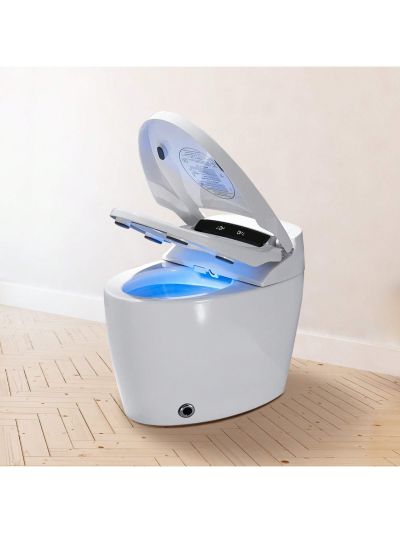 Smart Toilet One Piece Smart Bidet Toilet, Bidet Toilet Seat with Heated, Auto Smart Ceramic Toilet with Warm Water Sprayer & Dryer, One Piece Toilet for Bathrooms