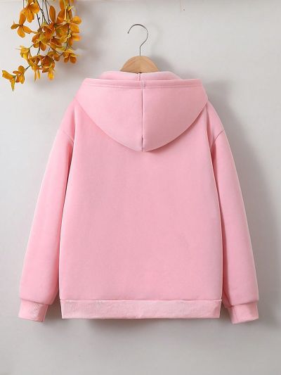 Teen Girls' Kangaroo Pocket Upward Zipper Hoodie