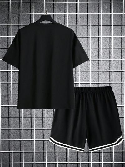 Teen Boys' Letter Print Short Sleeve T-Shirt And Shorts Set