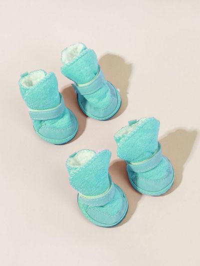 4pcs Lamb Velvet Pet Warm Snow Boots For Small And Medium Sized Pets To Wear Indoor And Outdoor