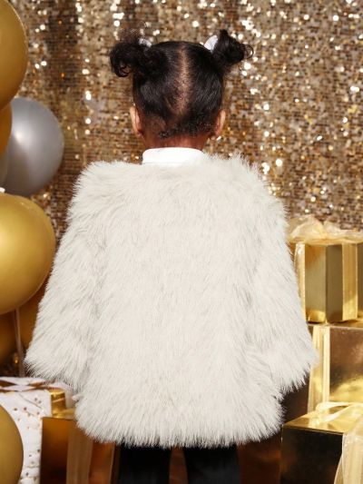 SHEIN Baby Girl Open Front Fuzzy Coat