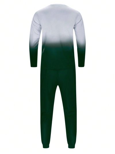 Men's Ombre Crown & Alphabet Pattern Printed Sweatshirt And Jogger Pants Two-piece Set