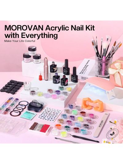 Morovan Acrylic Nails Kit with Everything: for Beginners Nail Set Professional Acrylic with Everything Acrylic Nails Set Full Acrylic Nail Supplies