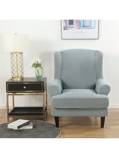 Wingback Armchair Cover Stretch Slipcover Elastic Wing Chair Cvoer Protector 2 Pieces