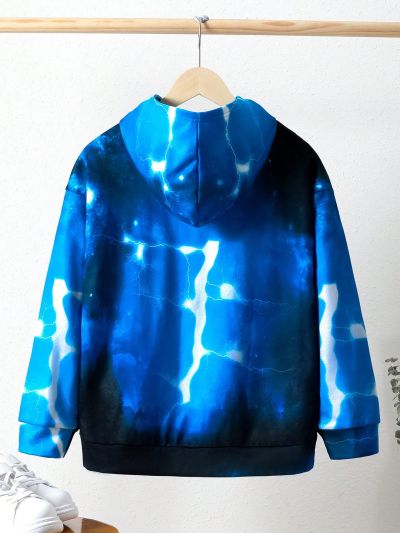 SHEIN Tween Boys' Casual Wolf Print Hoodie New Arrival