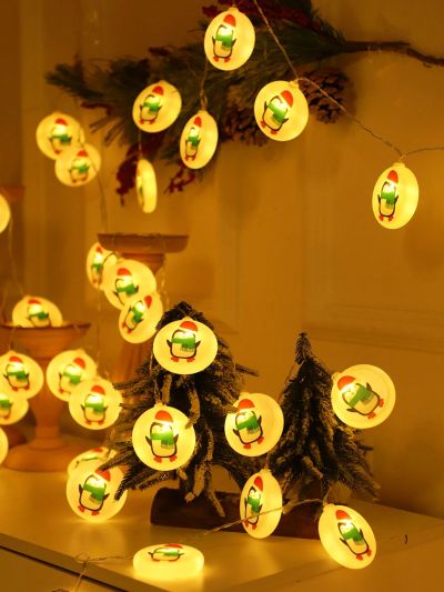 1pc 10led 1.5m Christmas Penguin Pattern Led Decorative String Light For Festival Activities Indoor Window Display