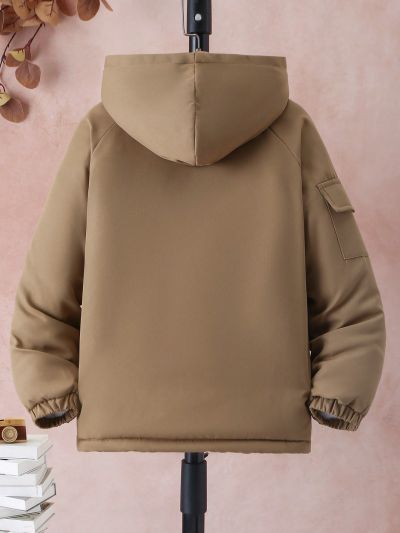 Boys' Casual Hooded Jacket With Pockets, Winter
