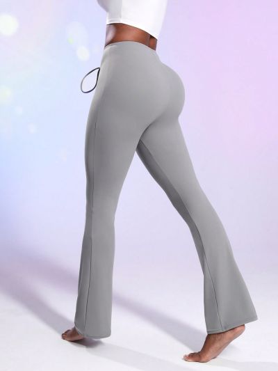 SHEIN Leisure Women's Drawstring Waist Sports Flare Pants
