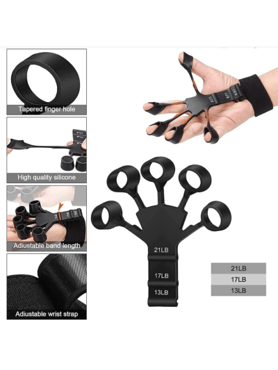Silicone Finger Exercise Trainer Wrist Tensioner-Grey