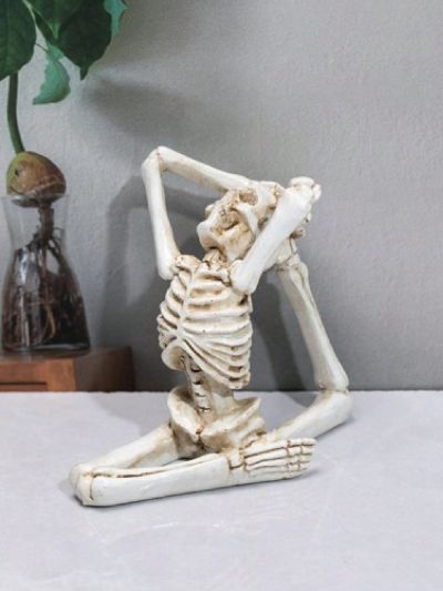 1pc Halloween Yoga Skeleton Statue Skull Polyresin Craft Ornament Photography Prop