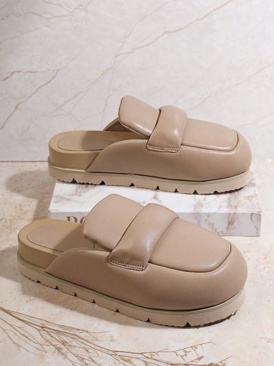 Women's Solid Color Flat Thick Sole Slip-On Loafers