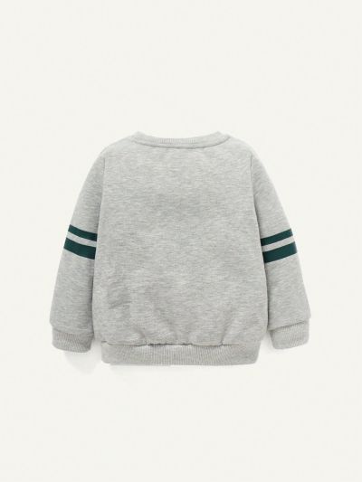 Cozy Cub Baby Boy Letter Graphic Contrast Striped Sweatshirt