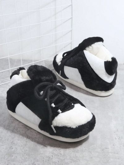 Fuzzy Lace Up Chunky Sole Sneakers