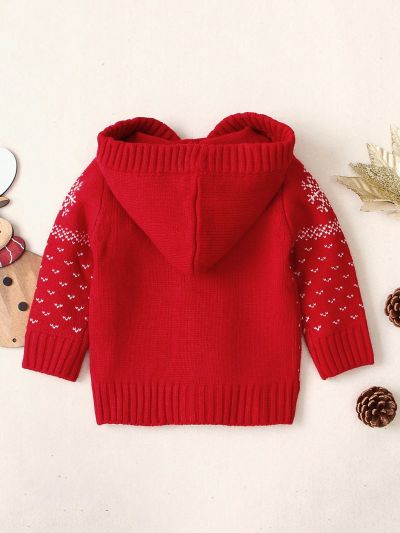 Infant Boys' Christmas Pattern Hooded Cardigan