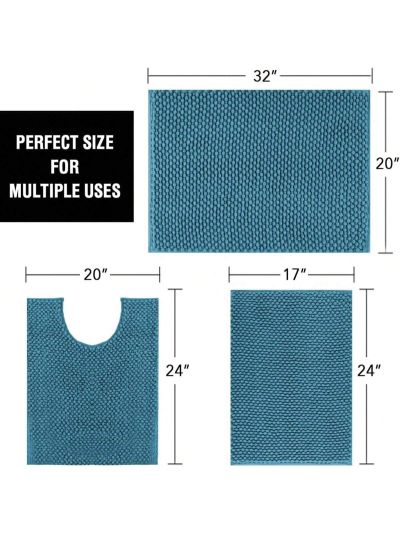 H.VERSAILTEX 3 Pieces Bathroom Rugs Sets Non Slip Extra Absorbent Bath Mat Set for Bathroom with Toilet Rugs for Tub, Shower Washable Carpets Set