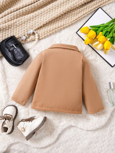 Baby Girls' Lapel Collar Single-Breasted Overcoat