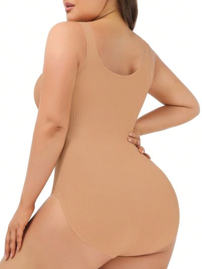 Plus Size Solid Color Bodysuit For Shaping