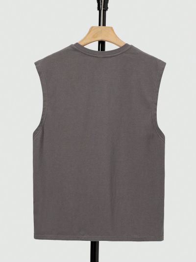 SHEIN Teen Boys' Casual Letter Print Round Neck Sleeveless Knit Sweater Vest