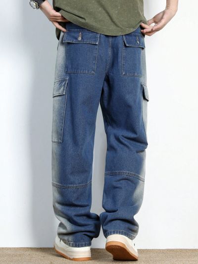 ROMWE Street Life Men's Tough Side Pocket Denim Trousers