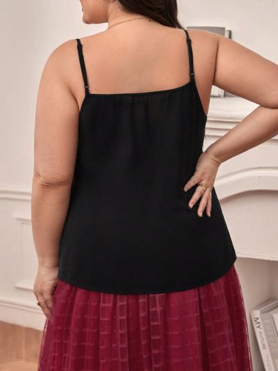 SHEIN Frenchy Plus Size Lace Patchwork Camisole Top