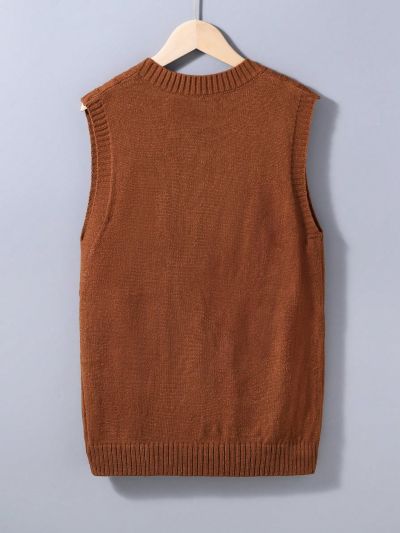 Teen Boy Simple & Stylish Cable Knit V-Neck Sweater Vest