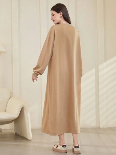 SHEIN Mulvari Women's Slogan Printed Drop Shoulder Sweatshirt Dress