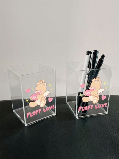 Po illustration Cartoon Angel Bear Clear Pencil Case