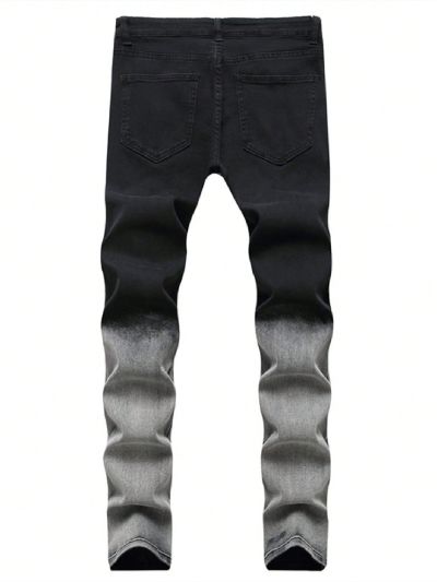 SHEIN Teenage Boys' Casual Mid Waist Irregular Ripped Skinny Jeans