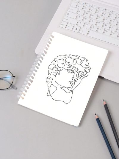 LineHome Personality Line Drawing Face Print Notebook For Student, Male And Female