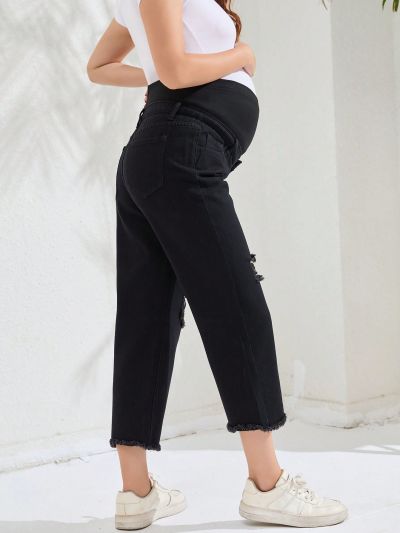 SHEIN Distressed Maternity Jeans