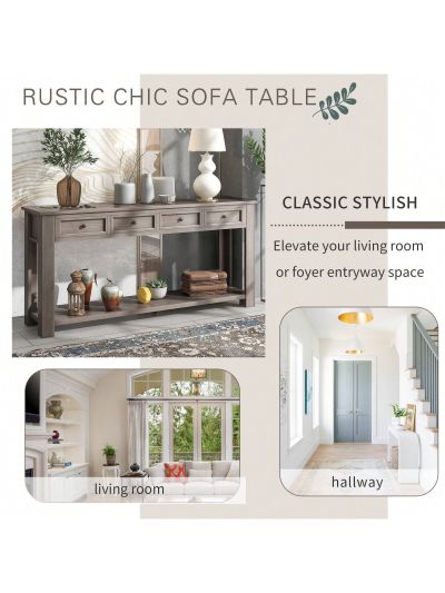 Merax Console Table/Sofa Table with Storage Drawers and Bottom Shelf for Entryway Hallway