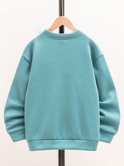 SHEIN Tween Boy Slogan Graphic Thermal Lined Sweatshirt