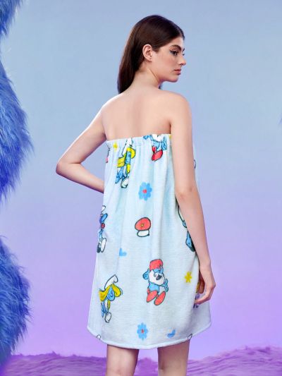 SHEIN X The Smurfs Blue Bathrobe