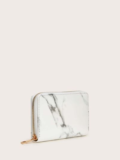 Marble Print Zipper Around Wallet