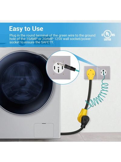 DEWENWILS Dryer Plug Adapter 4 Prong to 3 Prong, NEMA 10-30P Plug to 14-30R Receptacle, 4P Newer Dryer to 3P Older House,10AWG STW Dryer Connector Cord, 30 Amp/250V/7500W, 1.5 FT, UL Listed