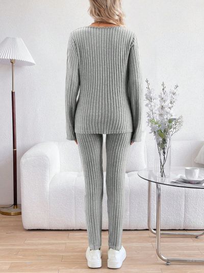 SHEIN Maternity Nursing Top And Pajama Set With Crisscross Design