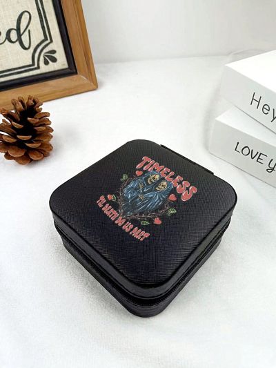 Studio Chunk Cartoon Skull Jewelry Box Portable Compact Ring Earrings Earring Box Jewelry Travel Jewelry Love Skull Dark Style Outing Portable Jewelry Storage Box