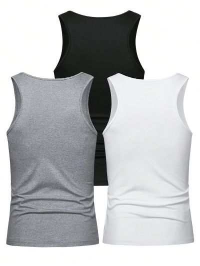 Manfinity Men 3pcs Solid Tank Top