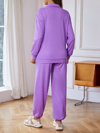 SHEIN Maternity Nursing Letters Graphic Casual Set