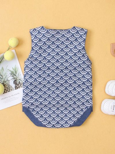 Baby Girls' Color Block Knitted Jumpsuit With Floral Lace Trim